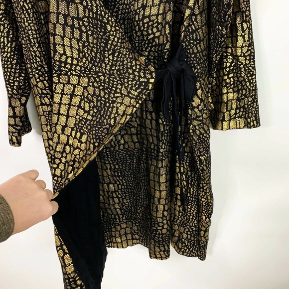 INC Wrap Dress 3X Gold Black Croc Snake - Picture 3 of 8